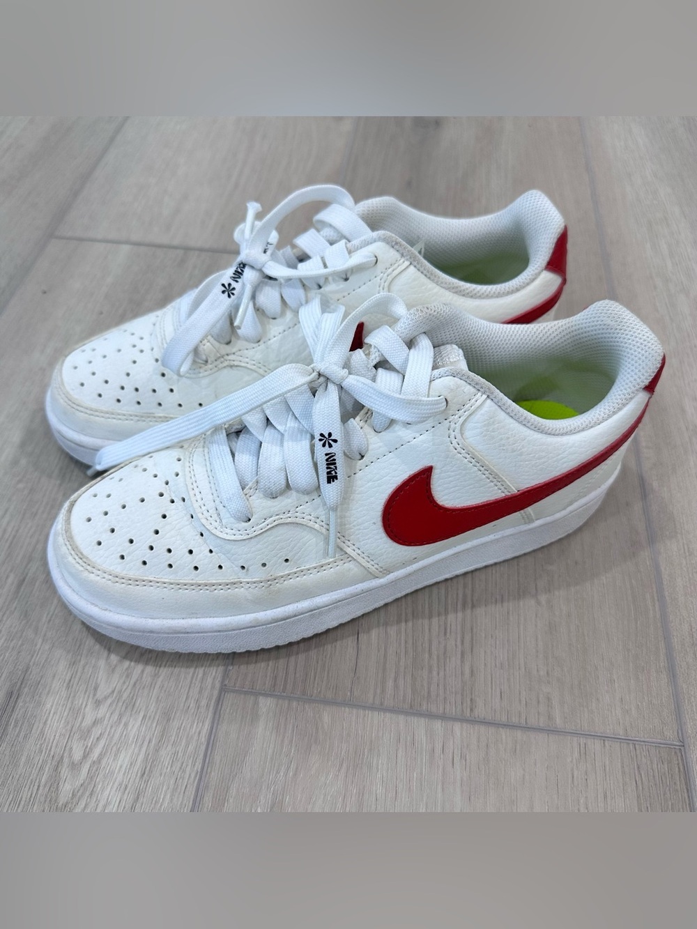 Nike court vision low shoes sneakers white and university red women’s size 6.5